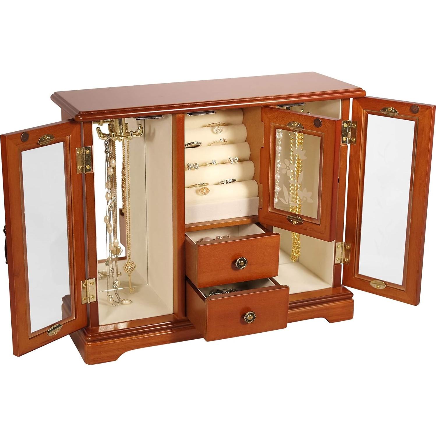 Caja de Joyería de Madera Mele & Co. Trina Roble 33x11.4x27.9cm