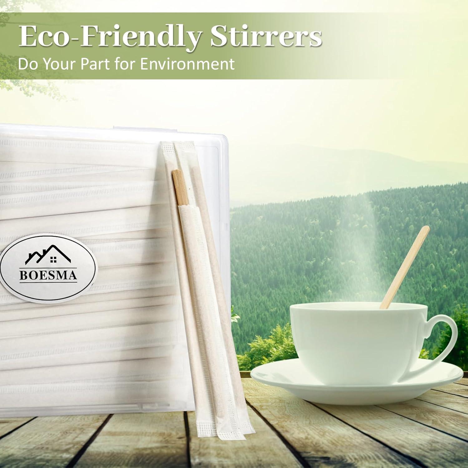 Revolvedores de Café de Bambú 200 Pcs 13.97 cm Desechables