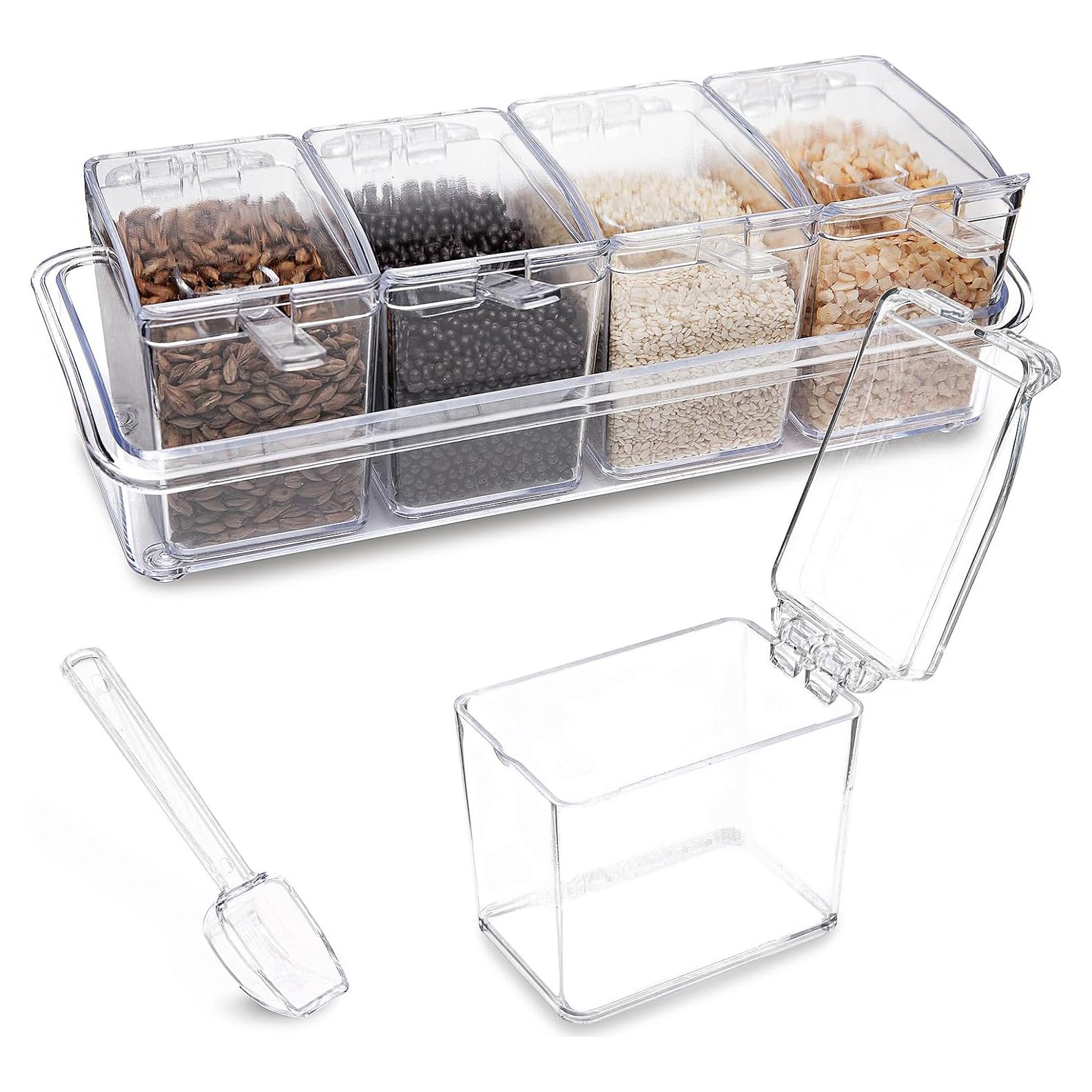 Set de Sazonadores 4 Piezas XJMWXHFC, Tarros Acrílicos 22x7.5x7.7 cm