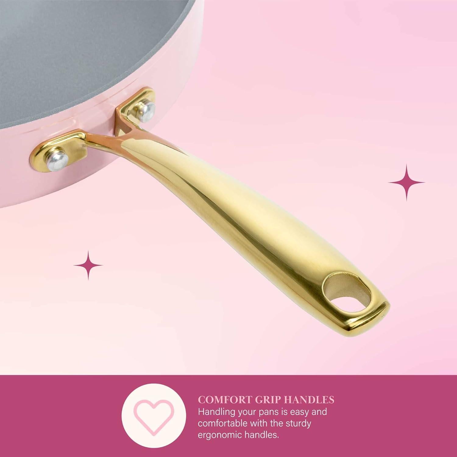 Juego de Ollas y Sartenes Antiadherentes Paris Hilton 10 Piezas Rosa