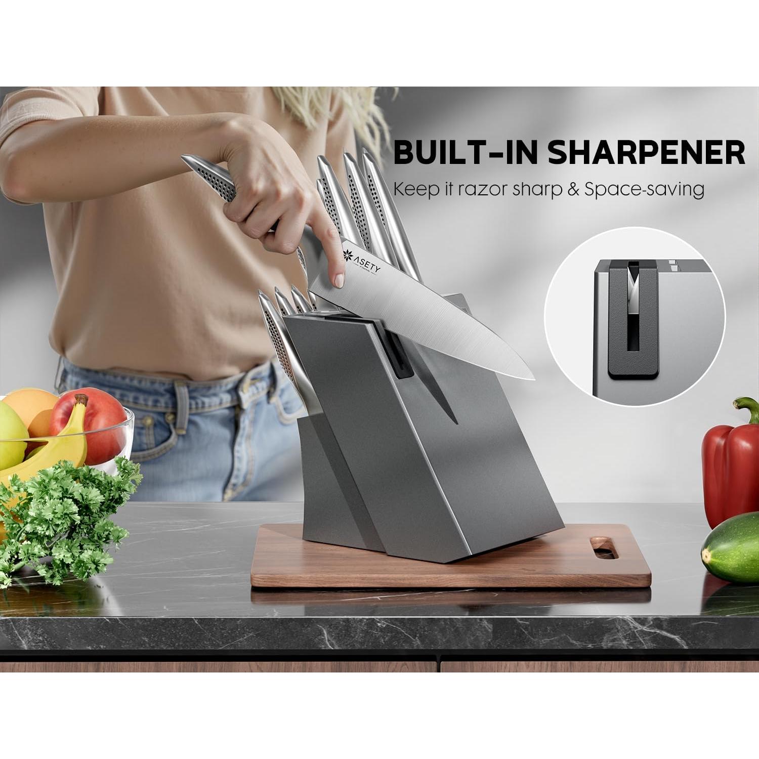 Juego de cuchillos de cocina ASETY 15 piezas acero inoxidable