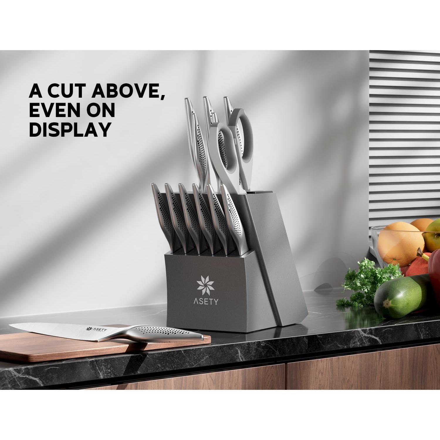 Juego de cuchillos de cocina ASETY 15 piezas acero inoxidable