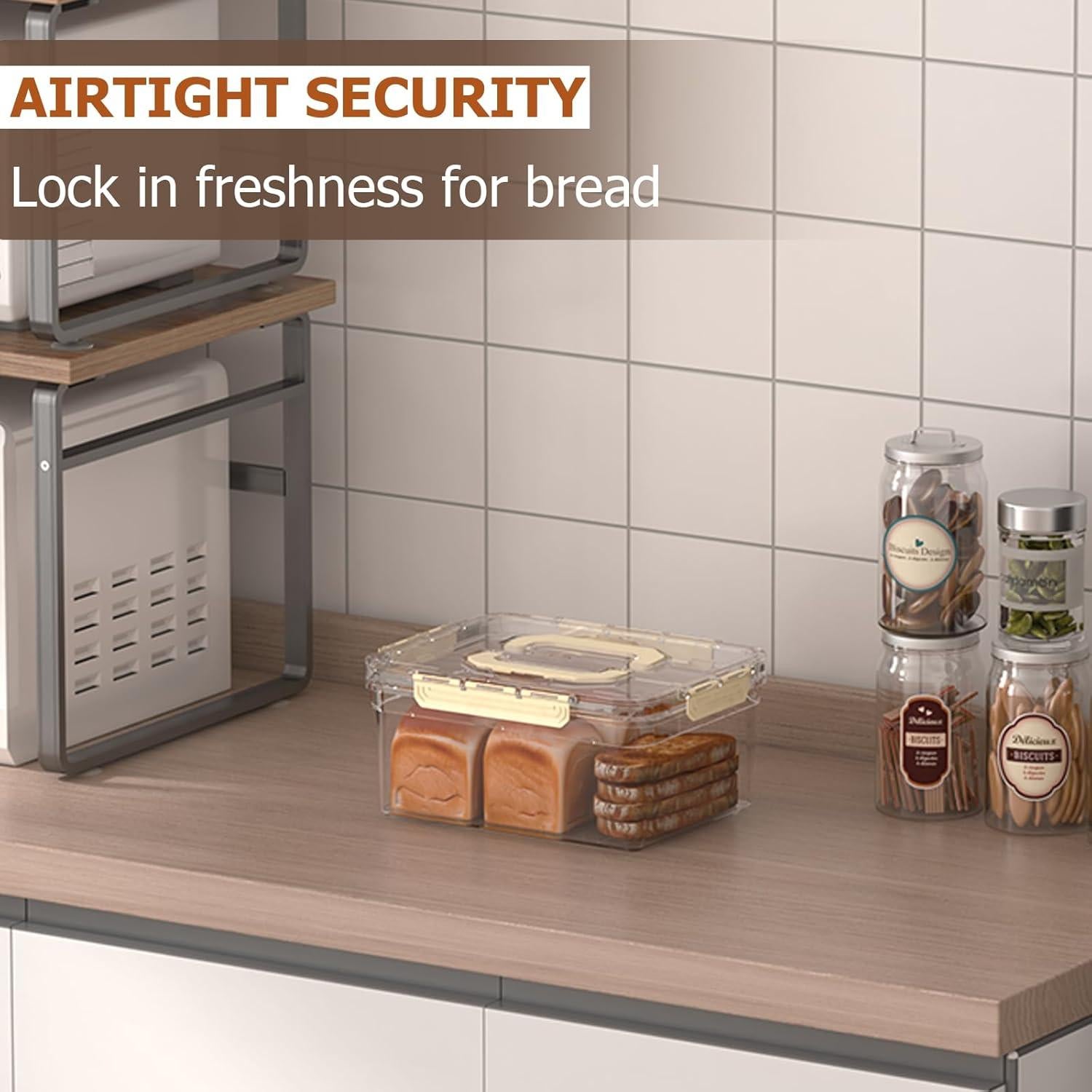 Caja de Pan Hermética con Cortador y Bandeja Enfriada Beige