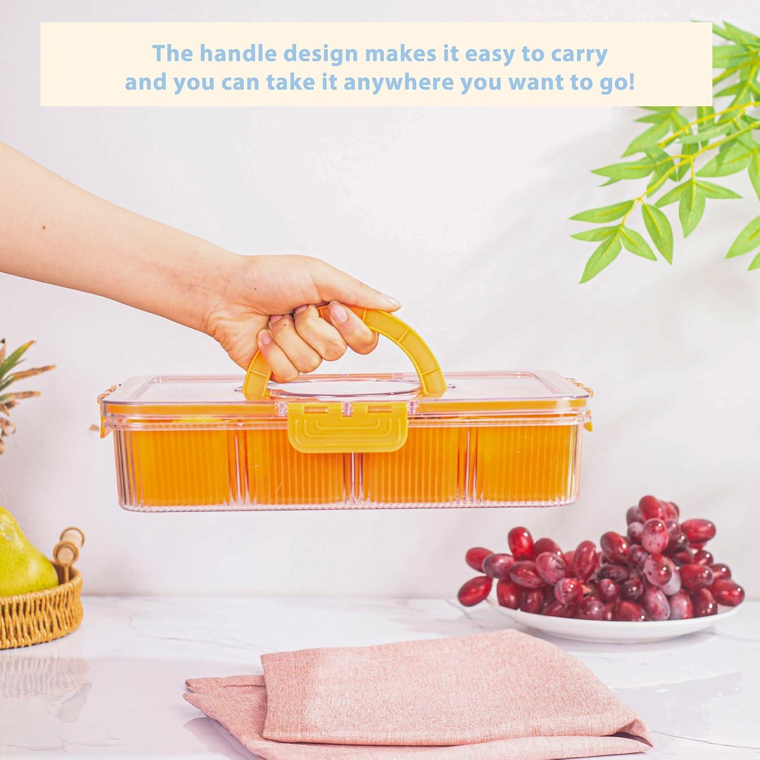 Contenedor Snackle Rosa FEIOOD - 8 Compartimentos Portátil