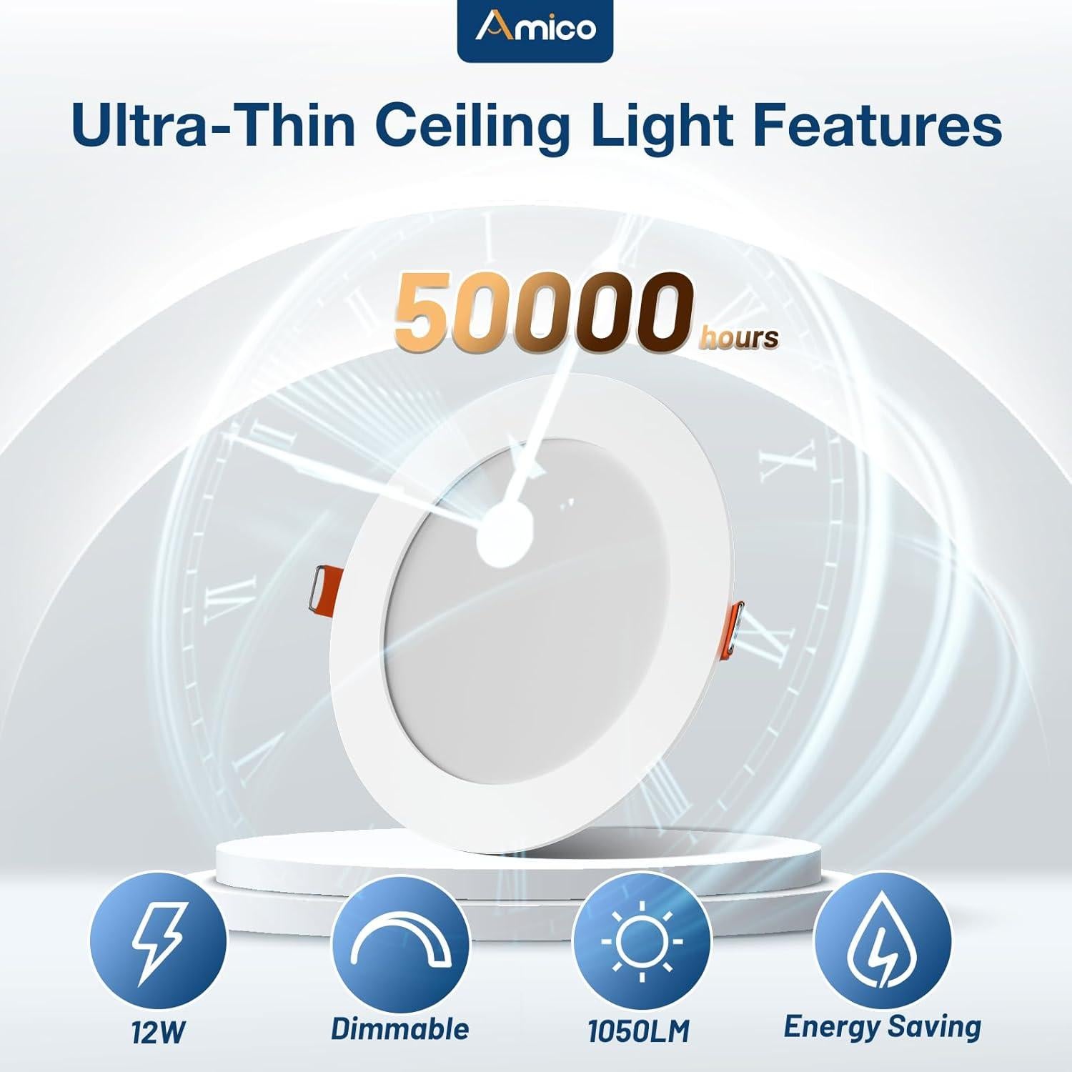 Luz de Techo Empotrada Amico 12W 6" Regulable 5CCT 1050LM