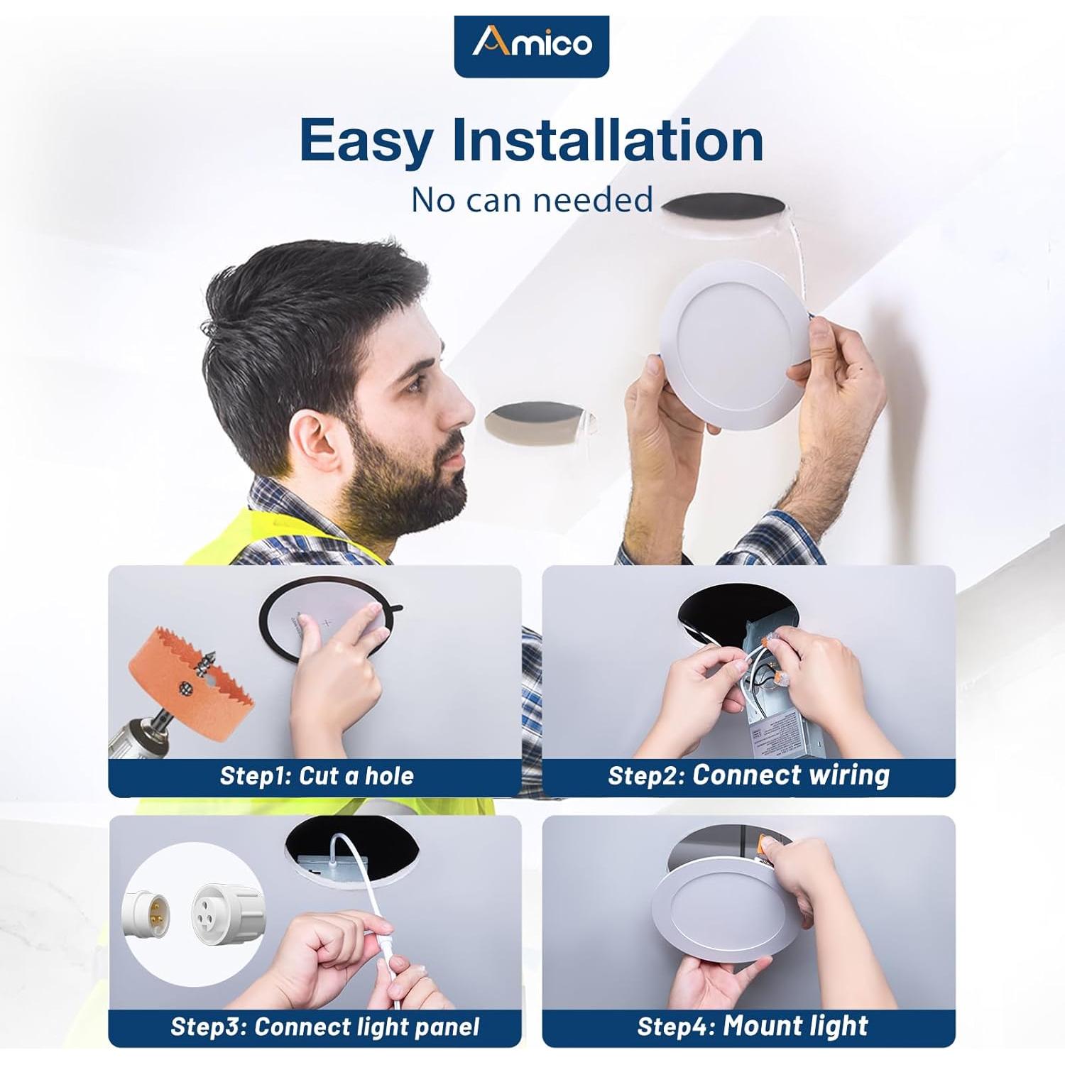 Luz de Techo Empotrada Amico 12W 6" Regulable 5CCT 1050LM