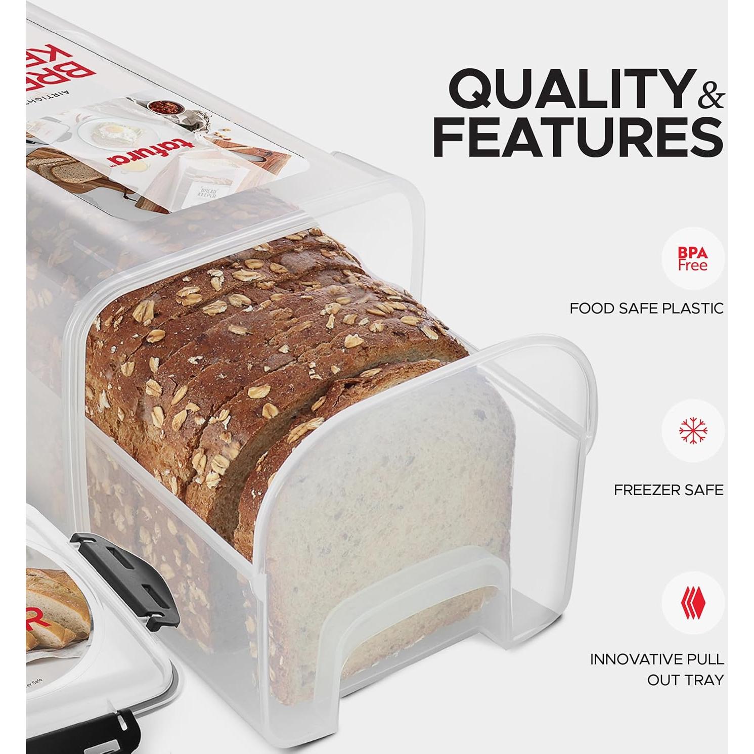 Contenedor de Pan Hermético Tafura con Bandeja - 33 cm Negro