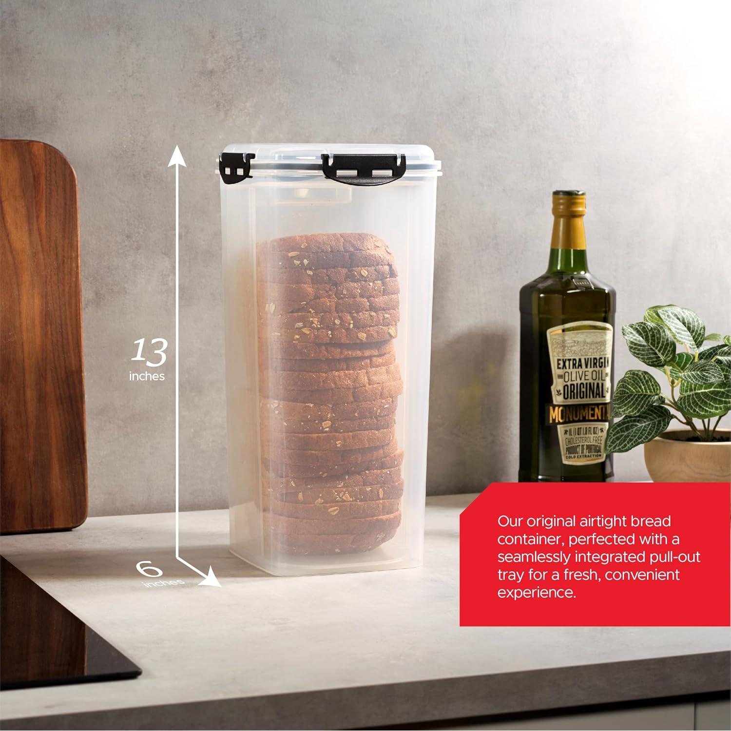 Contenedor de Pan Hermético Tafura con Bandeja - 33 cm Negro