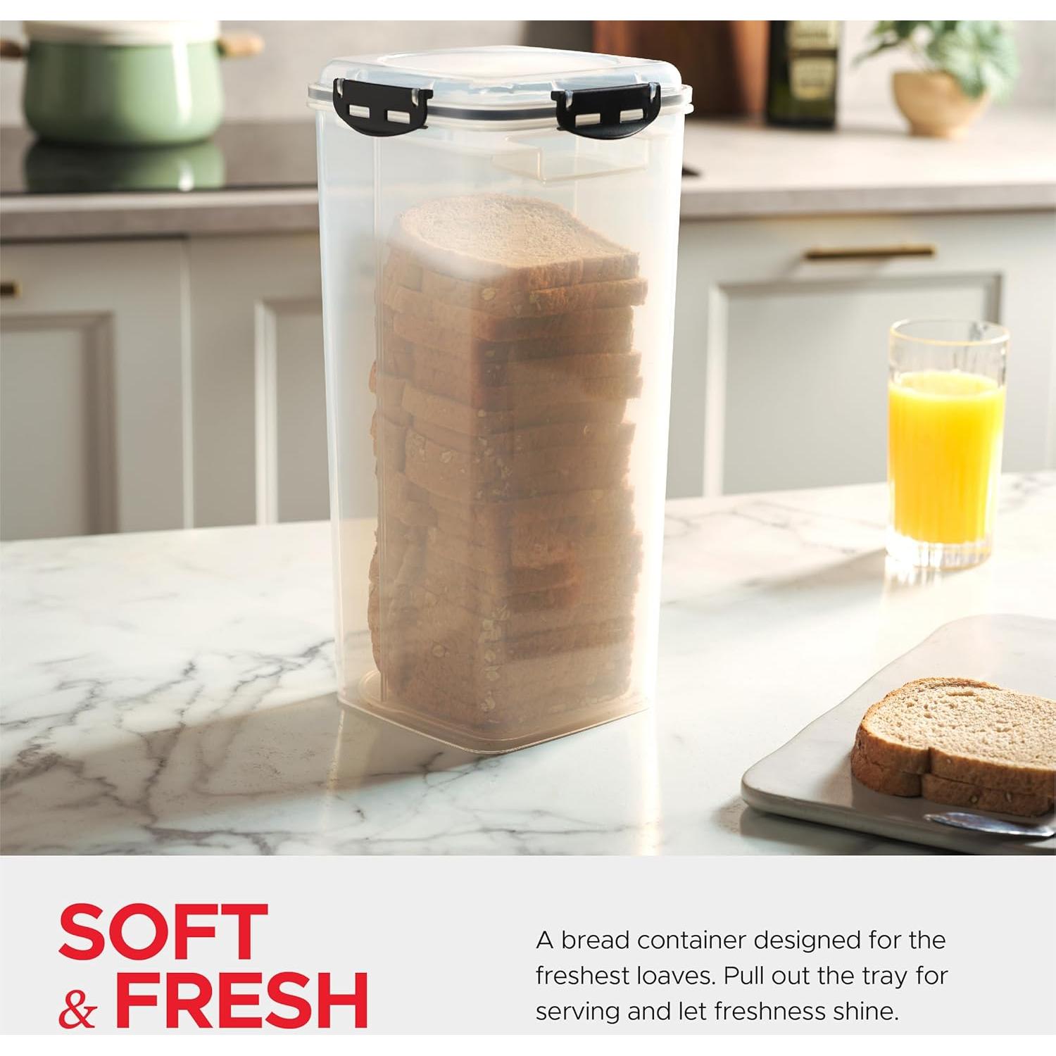 Contenedor de Pan Hermético Tafura con Bandeja - 33 cm Negro