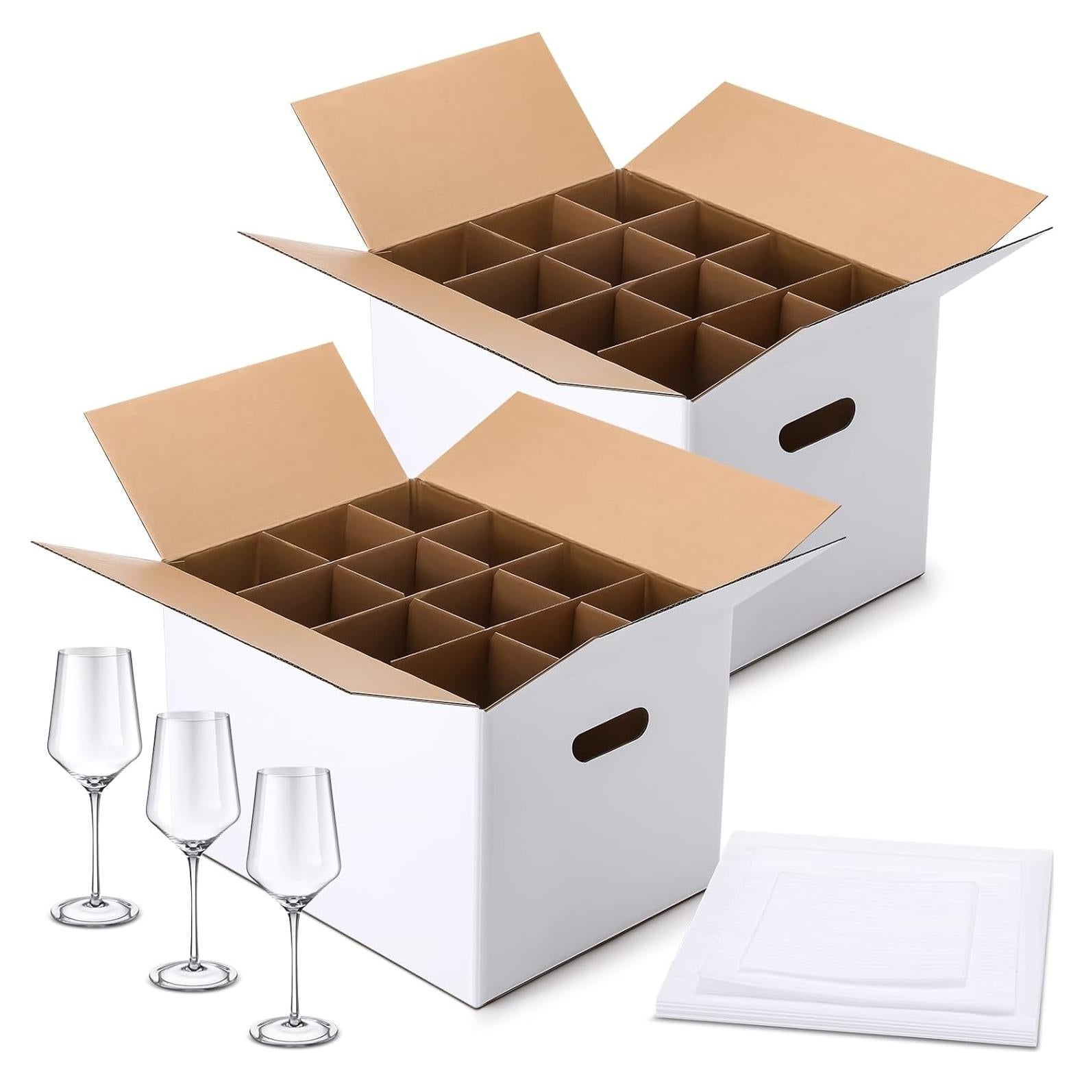 2 Cajas de Mudanza para Copas de Vino MotiMind con Divisores