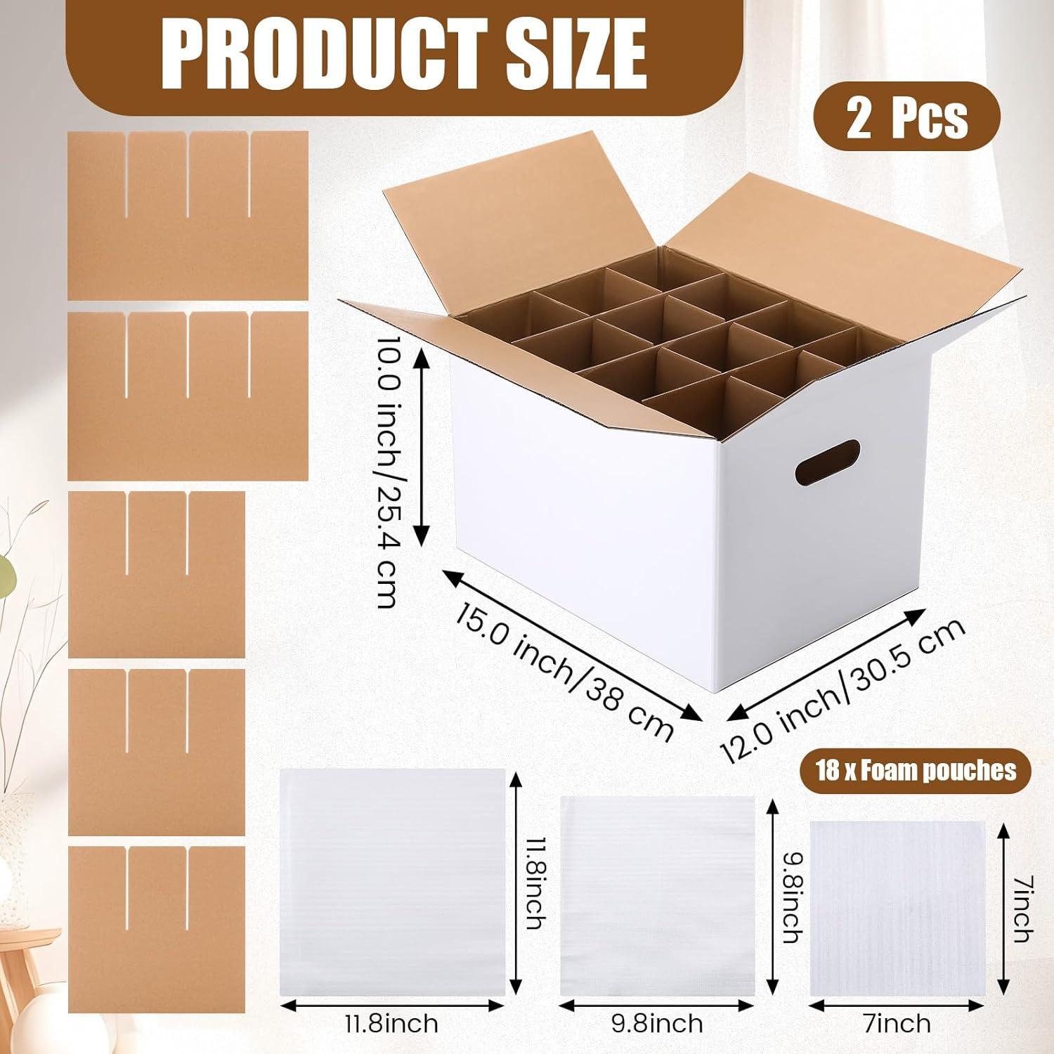 2 Cajas de Mudanza para Copas de Vino MotiMind con Divisores