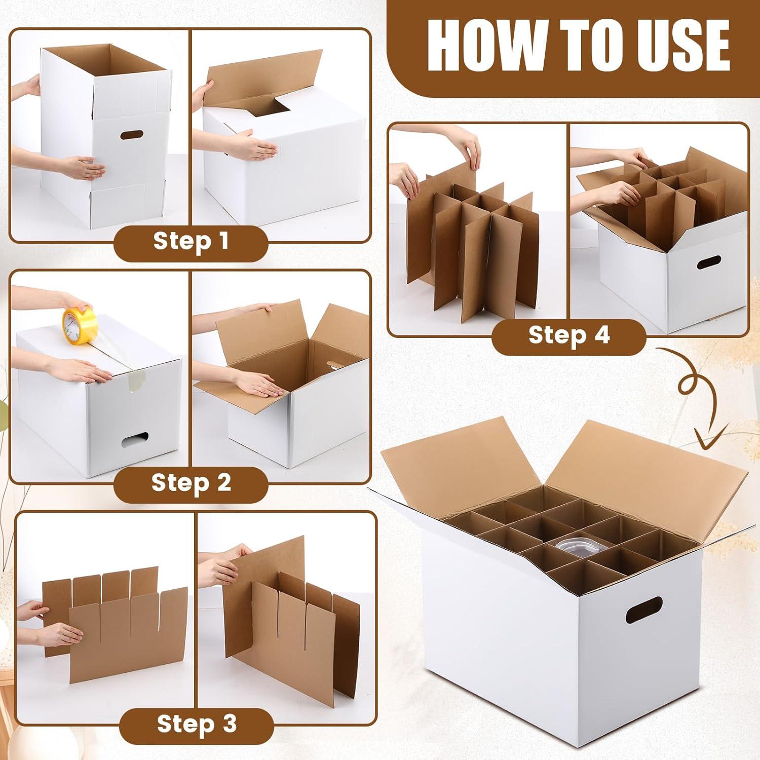 2 Cajas de Mudanza para Copas de Vino MotiMind con Divisores