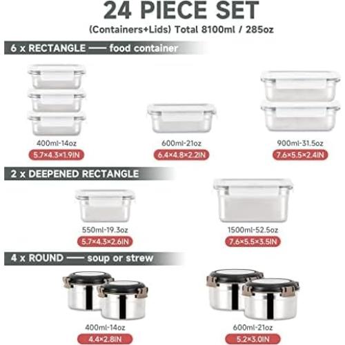 Juego de 12 Contenedores de Almacenamiento Herméticos Cykorxicc