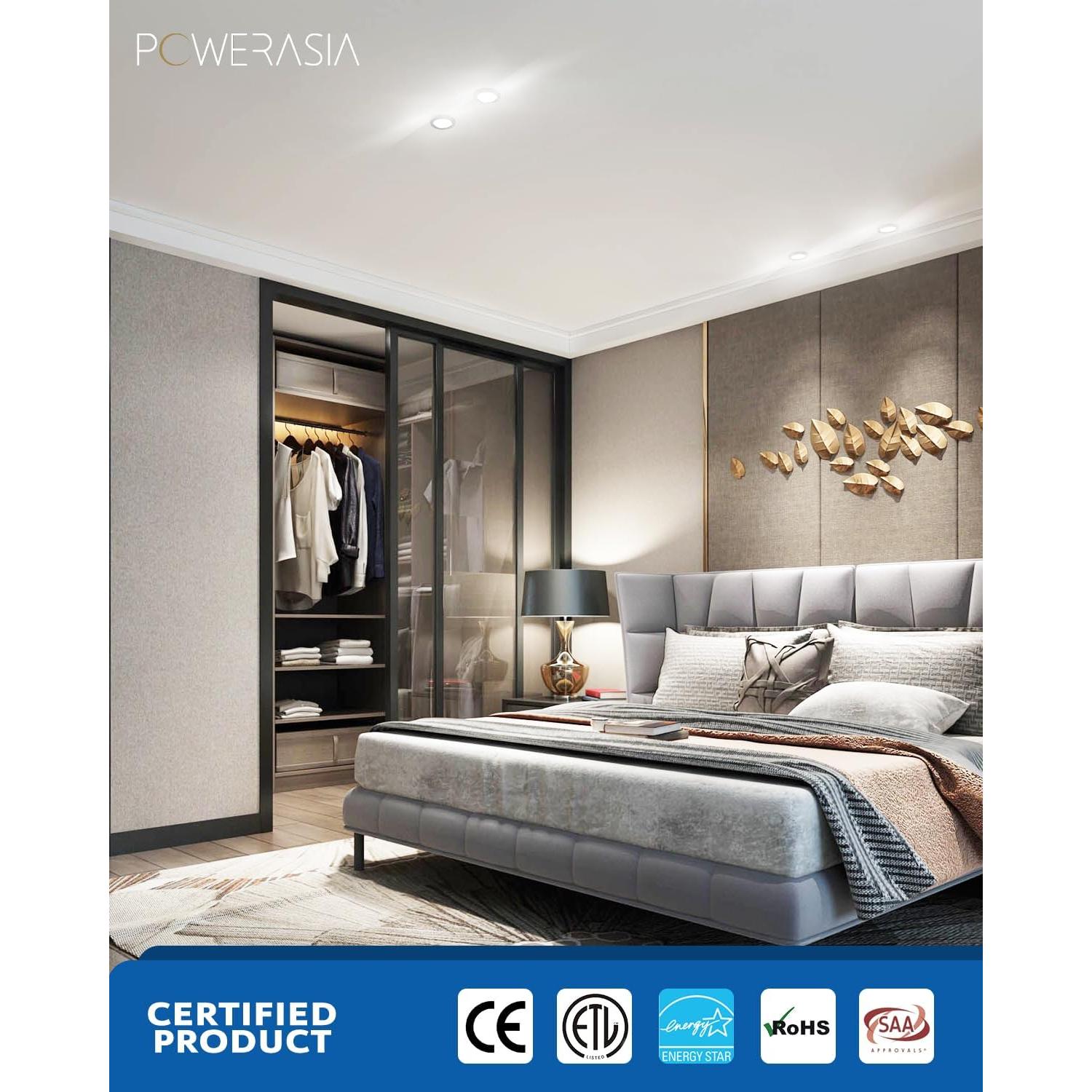 Paquete de 12 luces empotradas LED 6" POWERASIA 15W 1200lm 5CCT