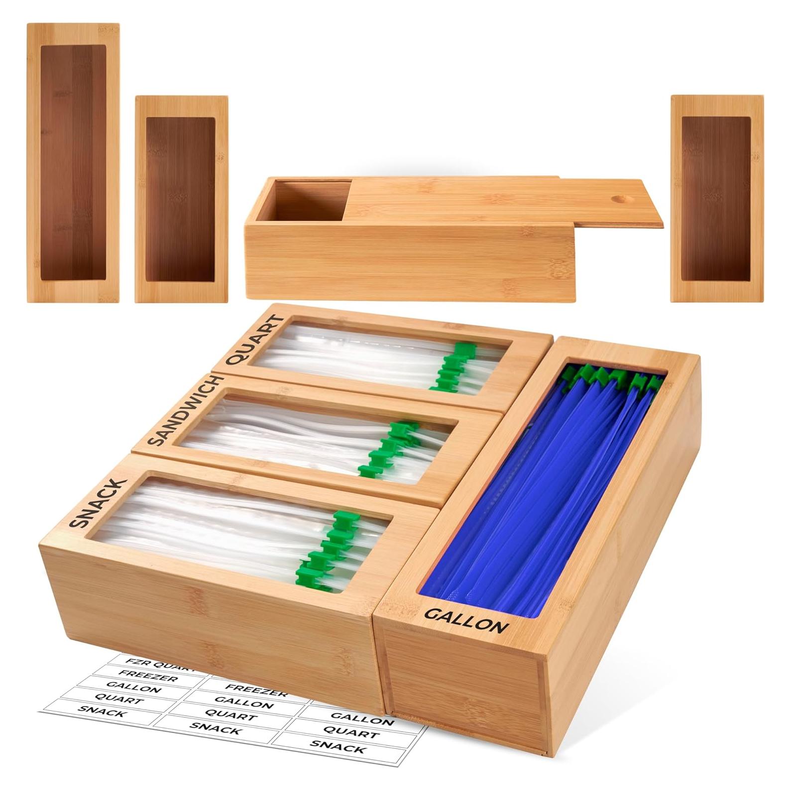 Organizador de Bolsas de Almacenamiento Woodenhouse 4 Bloques de Bambú