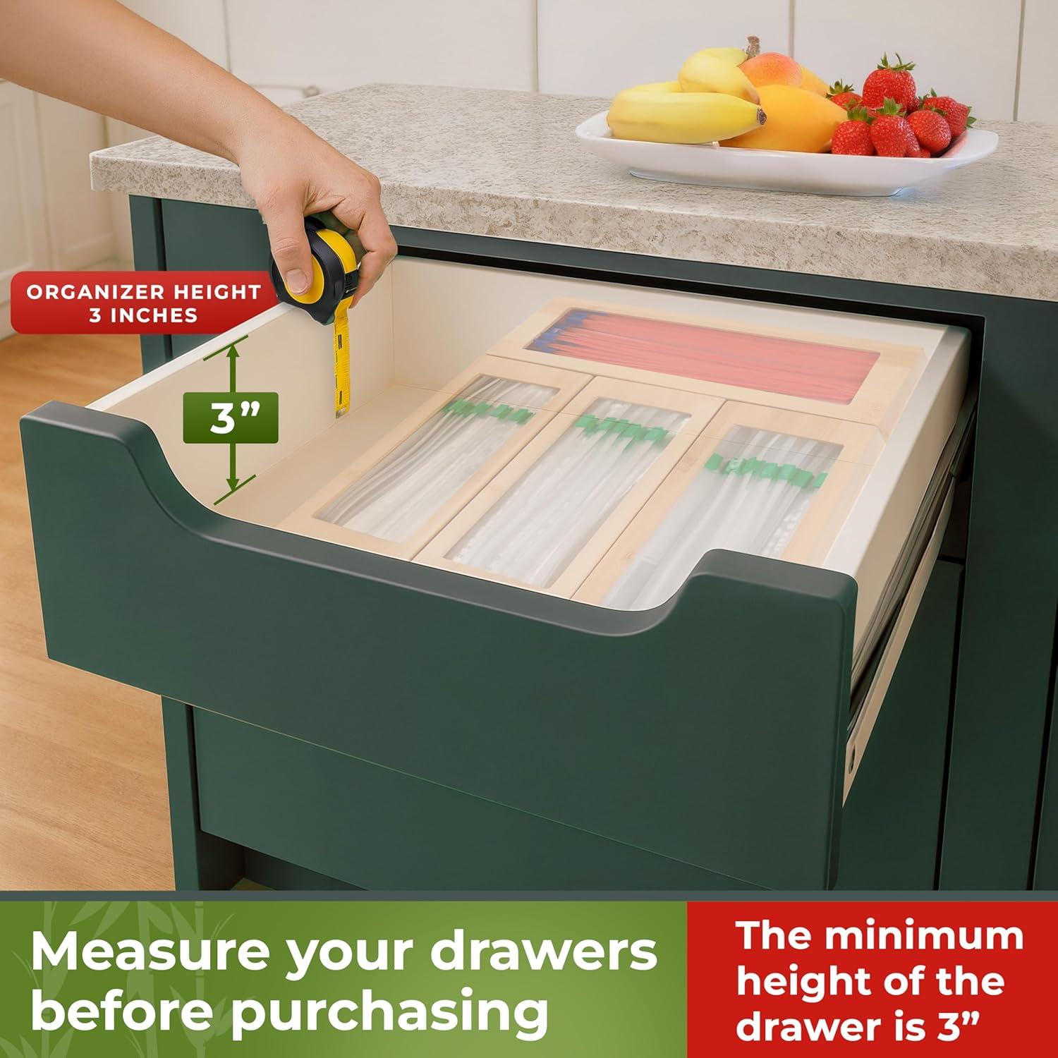 Organizador de Bolsas de Almacenamiento Woodenhouse 4 Bloques de Bambú