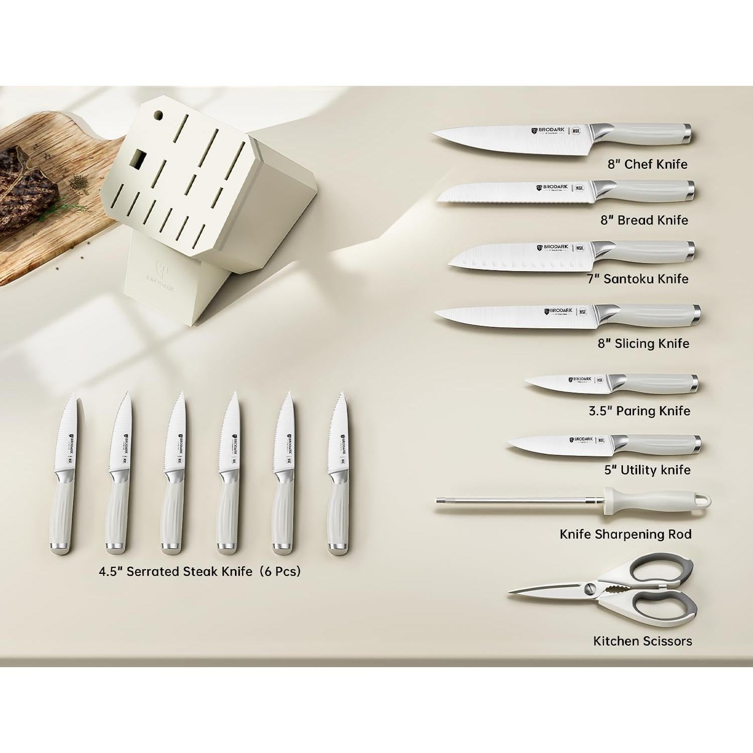 Juego de cuchillos de cocina BRODARK 15 piezas acero inoxidable