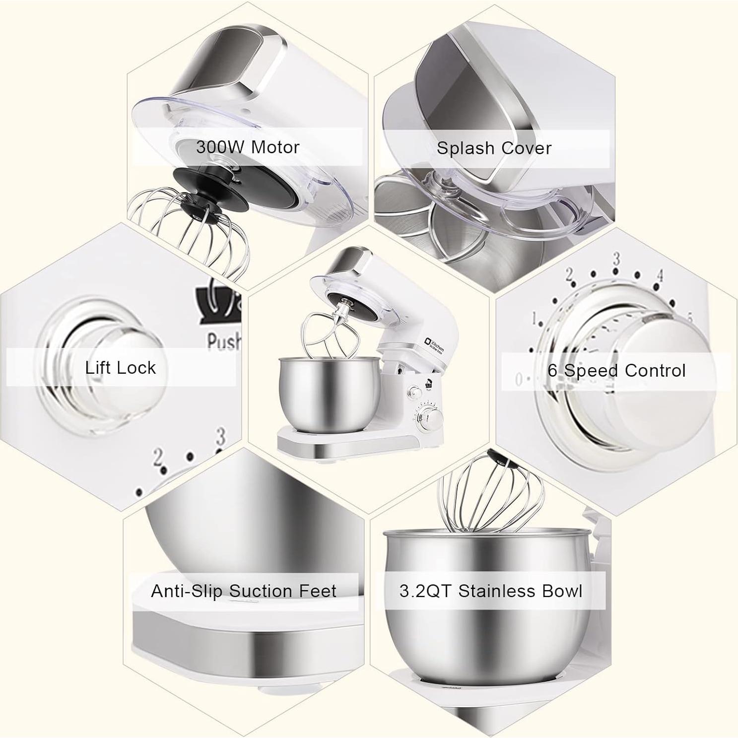 Batidora de pie Kitchen in the Box 3.2L 6 velocidades Blanca