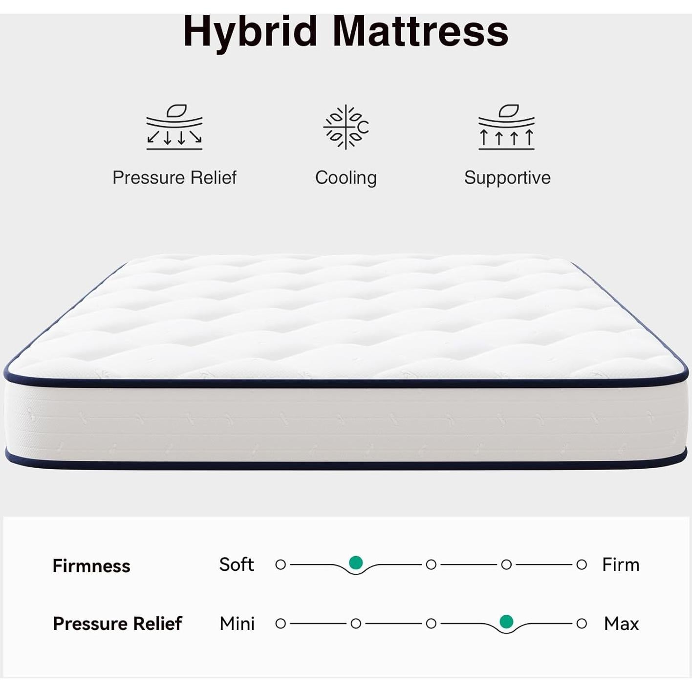 Colchón Twin Novilla 8" Híbrido Espuma y Resortes