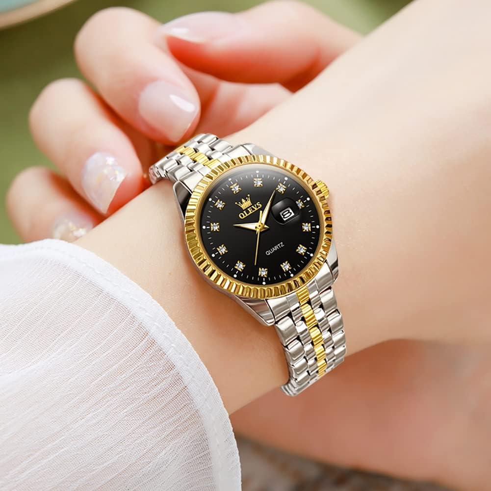 Reloj de Lujo OLEVS para Mujeres con Diamantes 33mm Negro