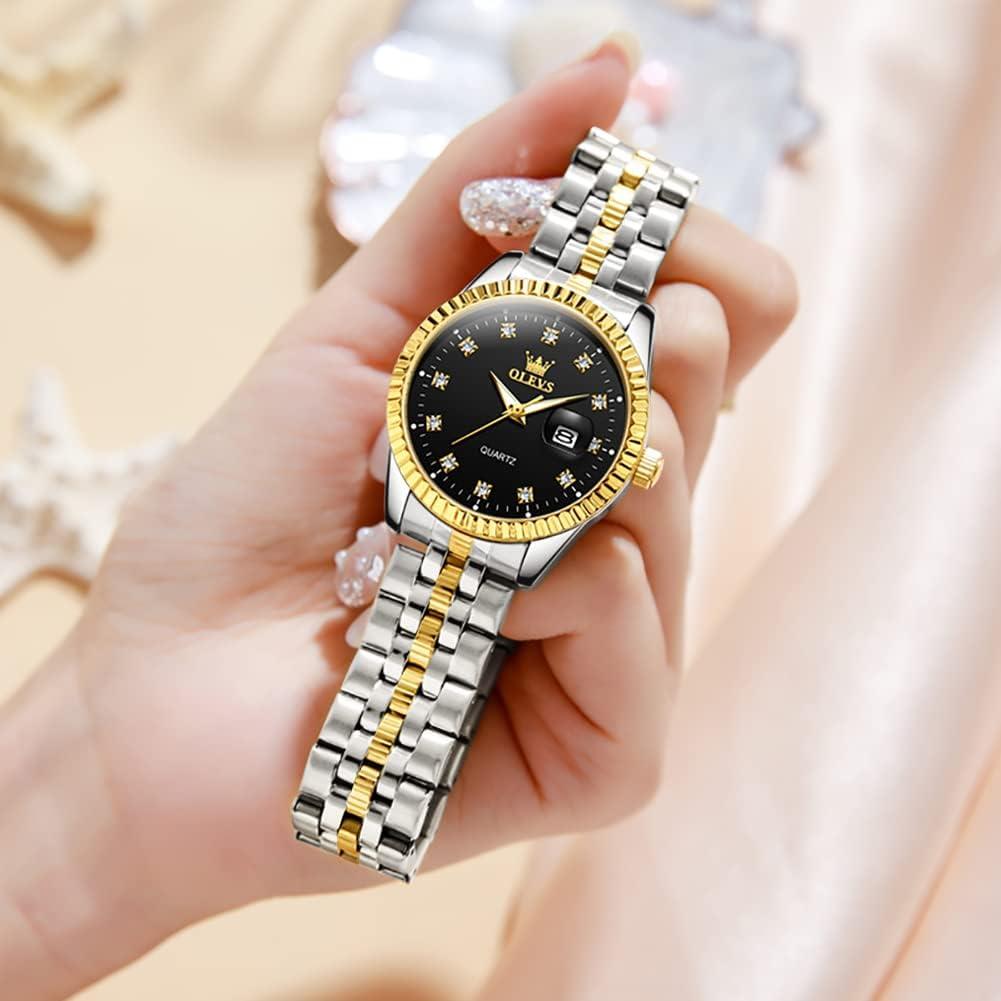 Reloj de Lujo OLEVS para Mujeres con Diamantes 33mm Negro
