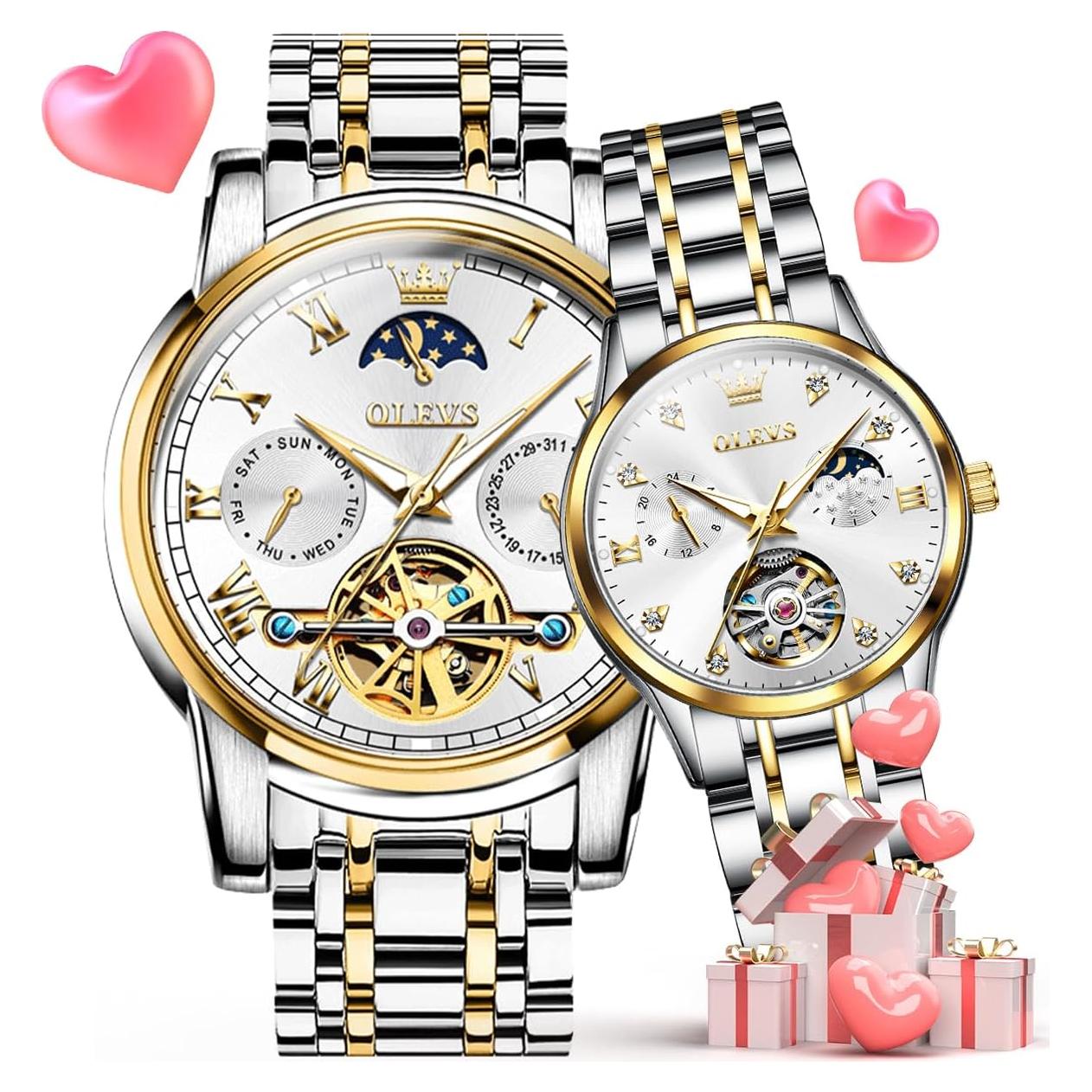 Conjunto de Relojes Mecánicos OLEVS para Pareja - 30m Agua