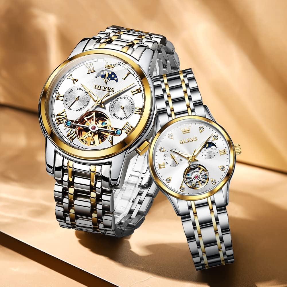 Conjunto de Relojes Mecánicos OLEVS para Pareja - 30m Agua