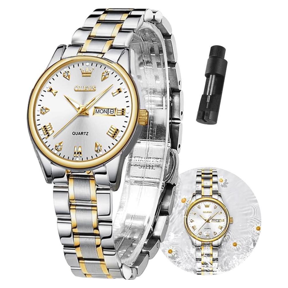 Reloj de pulsera OLEVS para mujeres, acero inoxidable, 30m