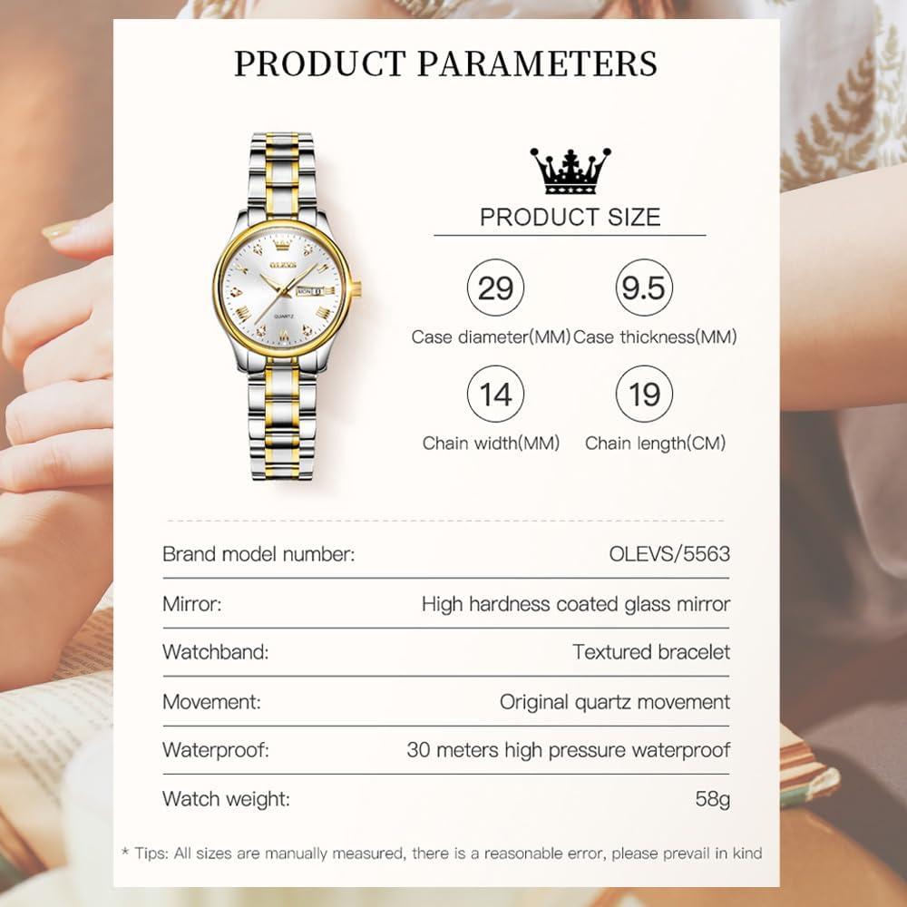 Reloj de pulsera OLEVS para mujeres, acero inoxidable, 30m