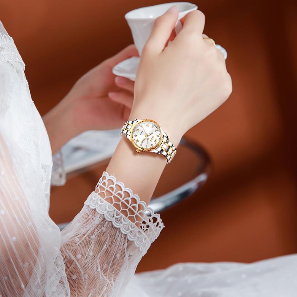 Reloj de pulsera OLEVS para mujeres, acero inoxidable, 30m