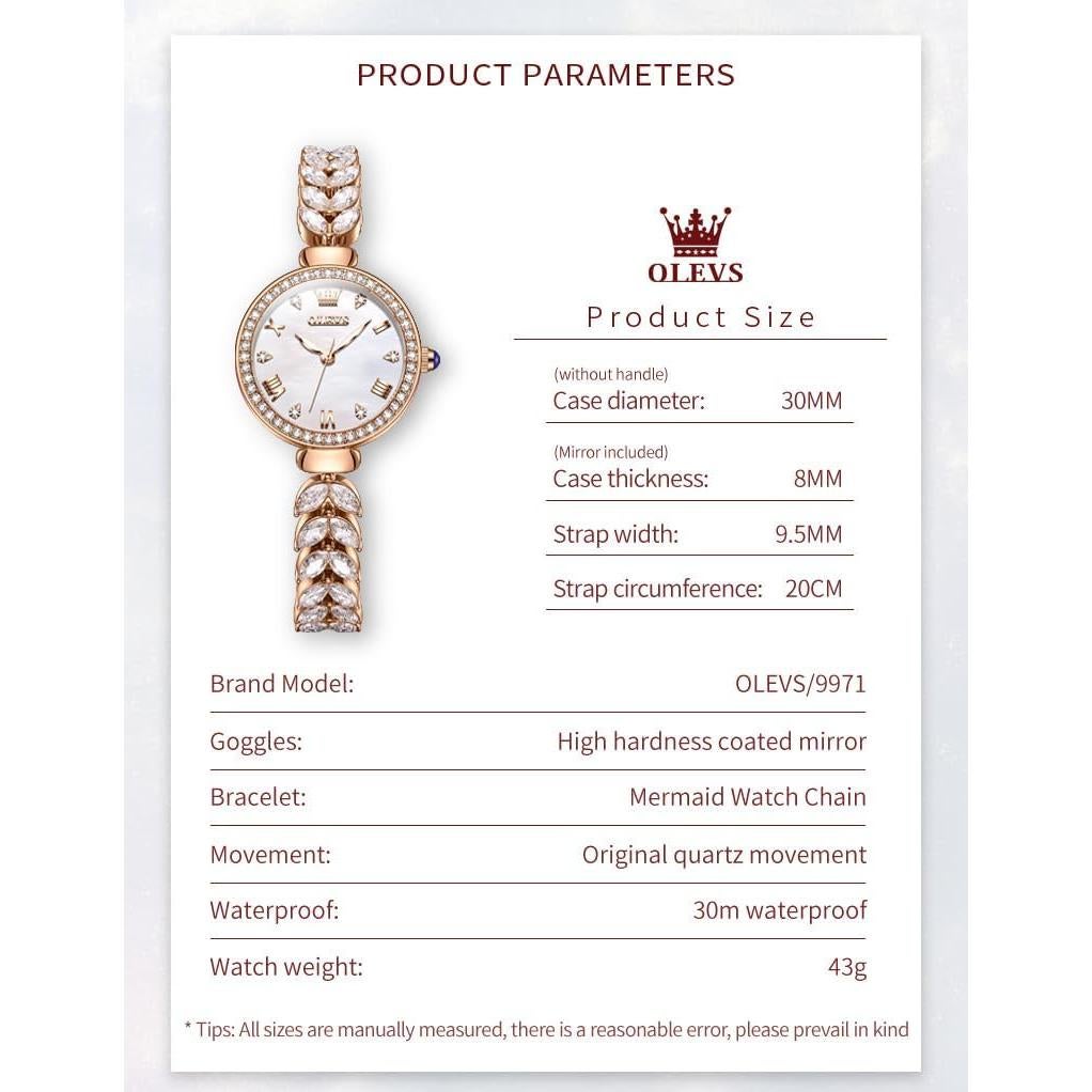 Reloj de Pulsera para Mujeres OLEVS 9971 Oro Rosa con Diamantes