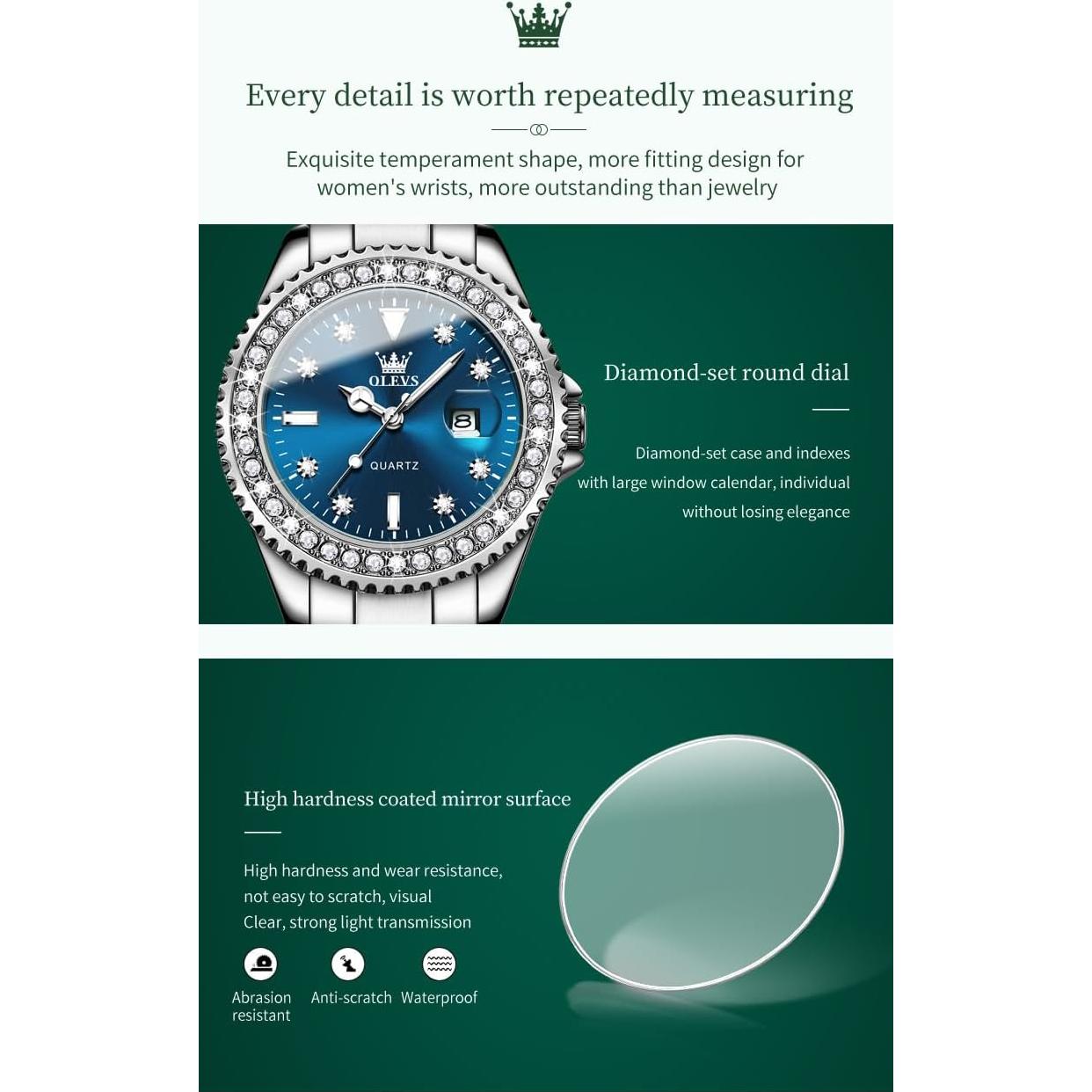 Reloj de Dama OLEVS Cuarzo Analógico con Diamantes Azul