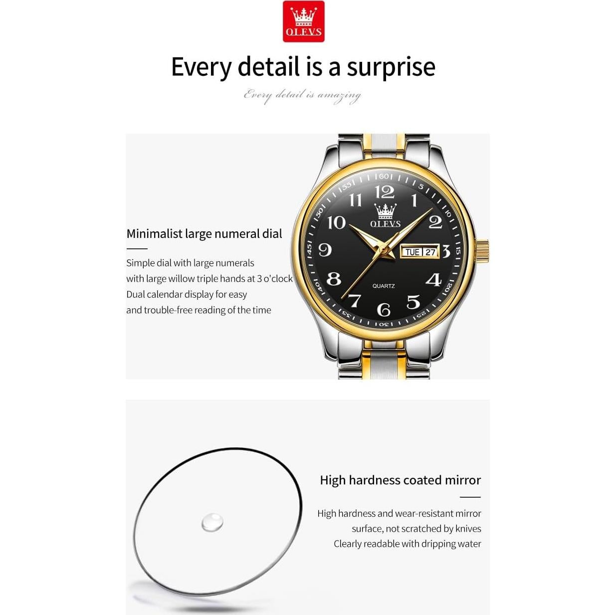 Reloj de Mujer OLEVS Analógico Cuarzo Tono Dorado Plateado