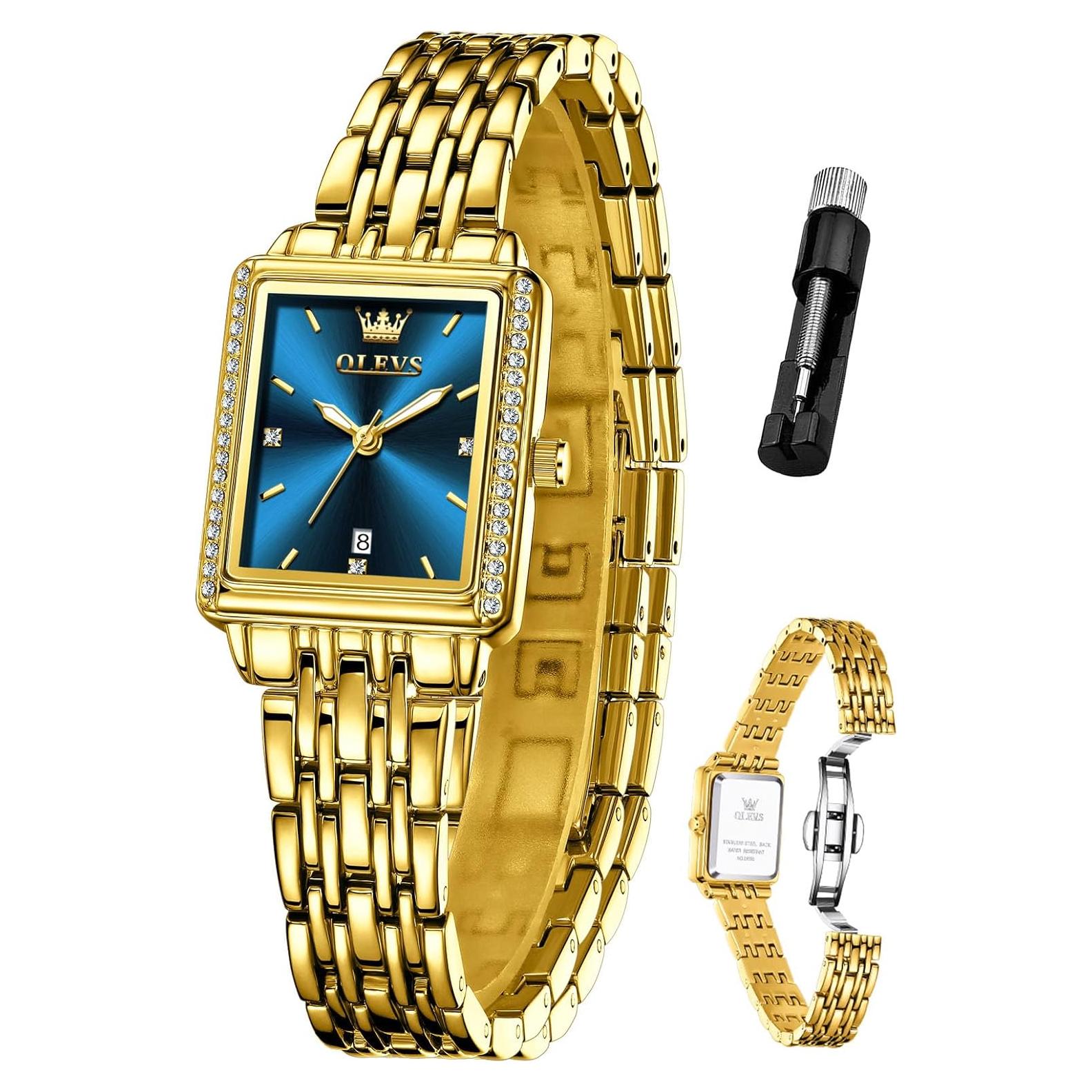 Reloj Cuadrado de Oro OLEVS para Mujeres - Acero Inoxidable