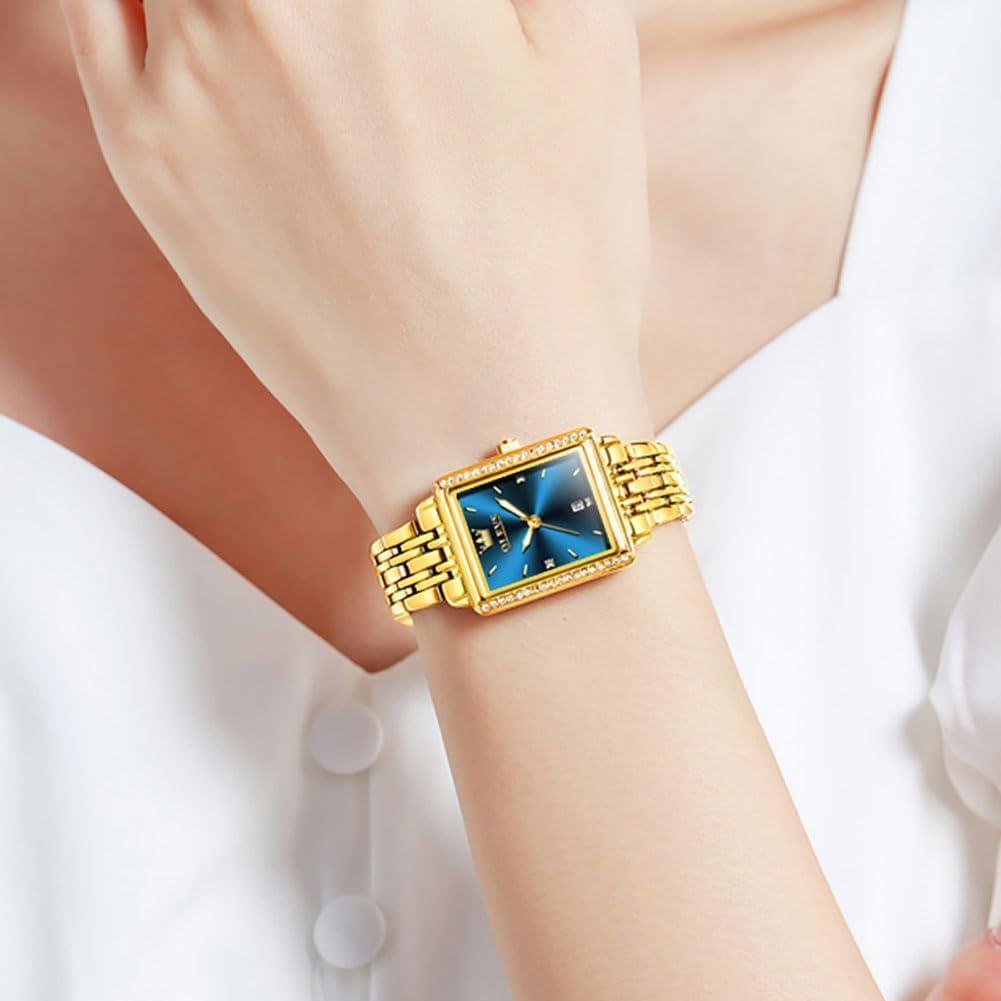 Reloj Cuadrado de Oro OLEVS para Mujeres - Acero Inoxidable