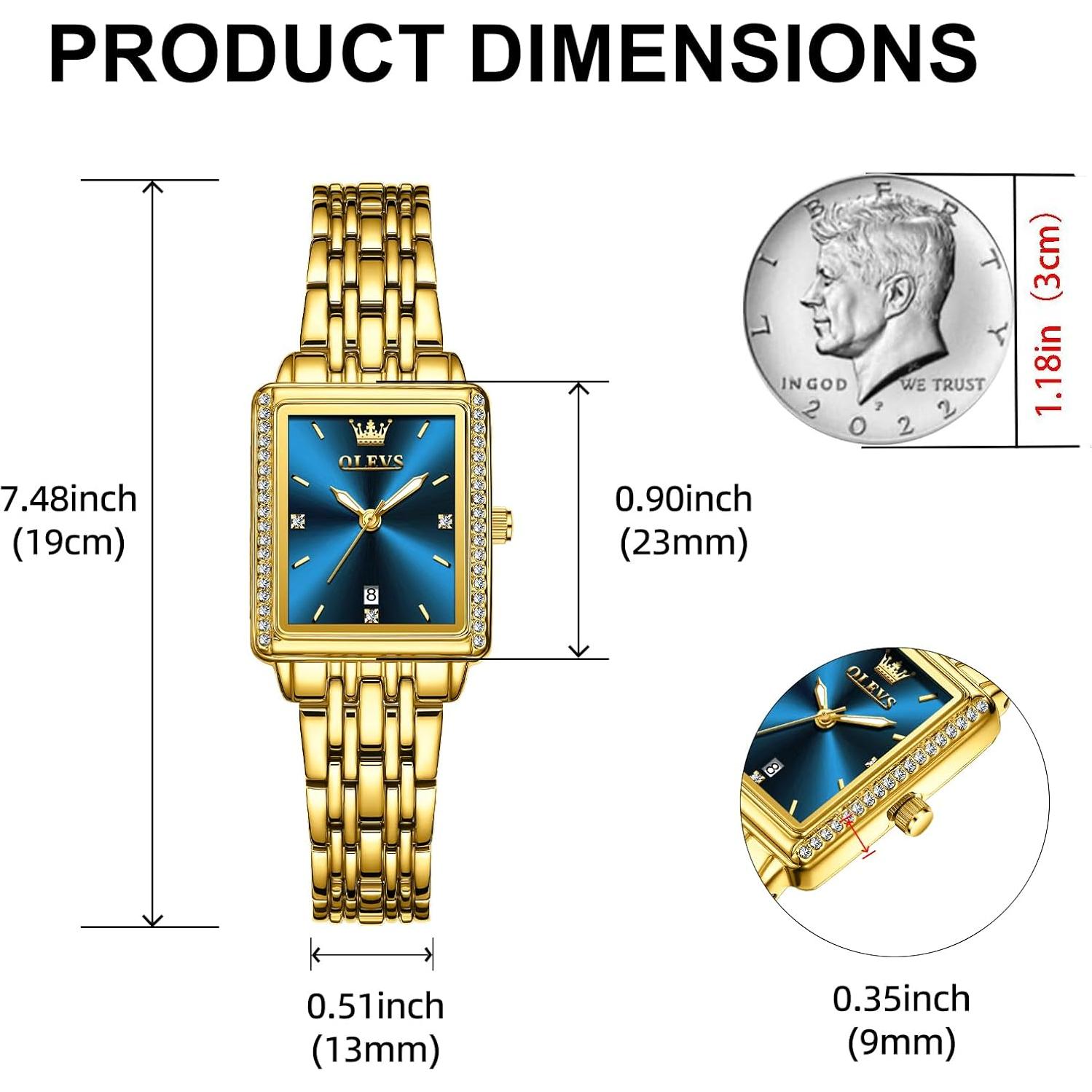 Reloj Cuadrado de Oro OLEVS para Mujeres - Acero Inoxidable