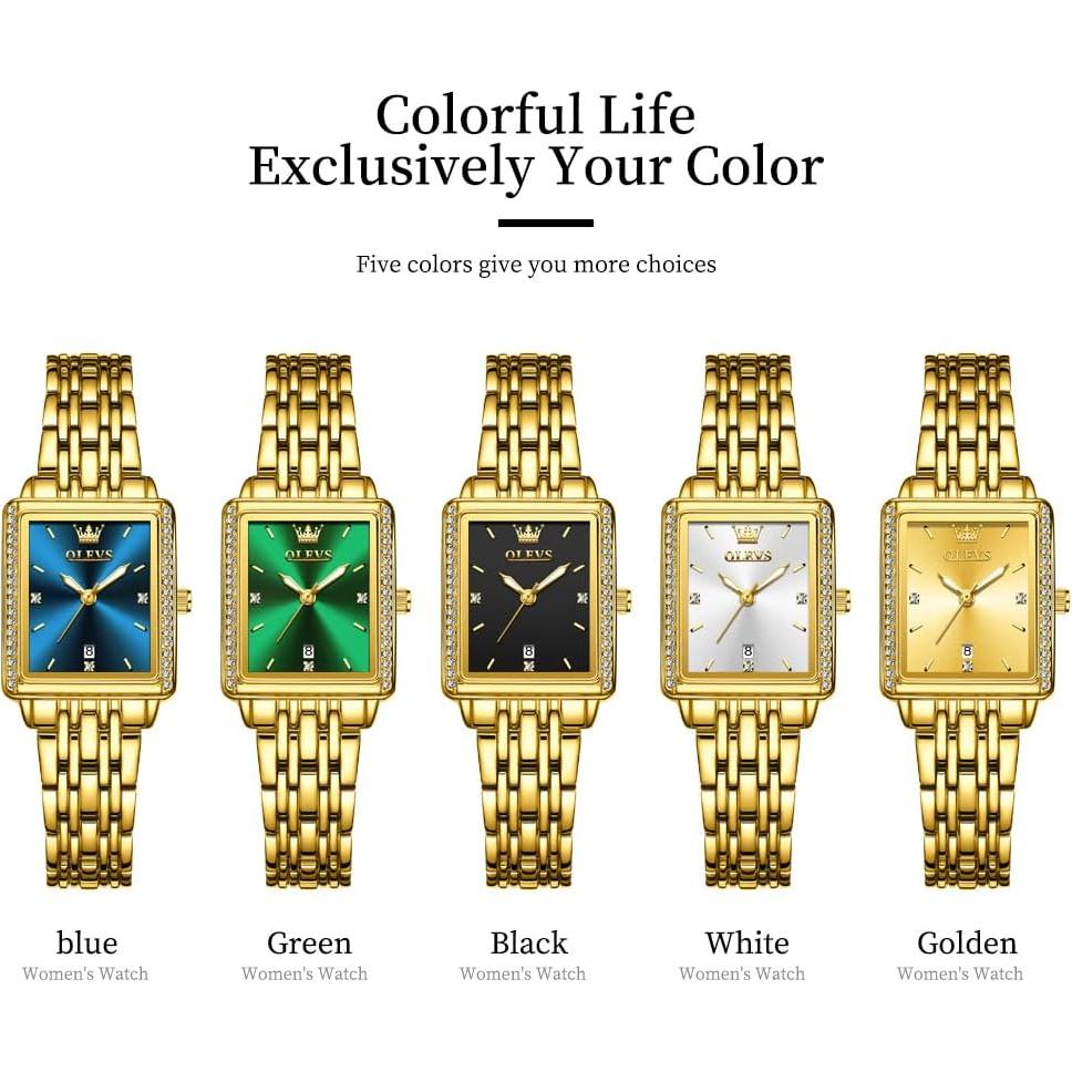 Reloj Cuadrado de Oro OLEVS para Mujeres - Acero Inoxidable