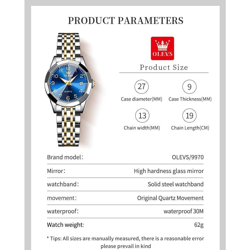 Reloj de Pulsera OLEVS para Mujeres Acero Inoxidable 27mm