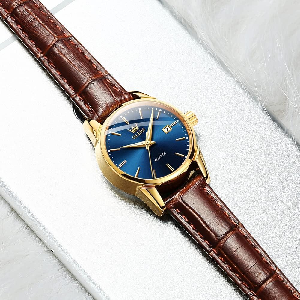 Reloj de Cuero Marrón OLEVS 6898 para Mujeres - Analógico Impermeable
