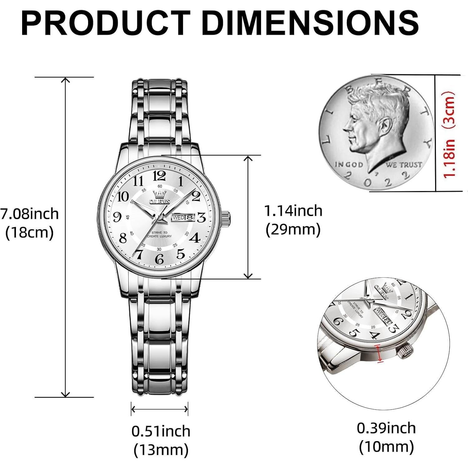 Reloj de Pulsera OLEVS para Mujeres con Diamantes y Fecha