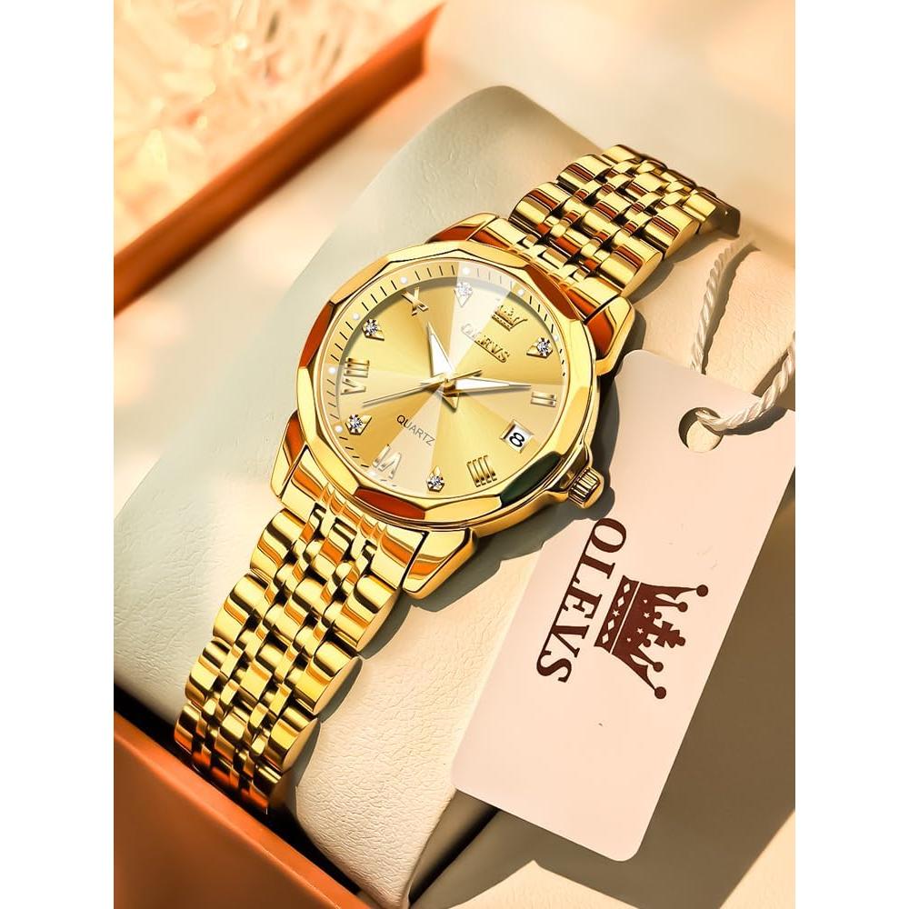 Reloj de pulsera OLEVS para mujeres, acero inoxidable, 27mm