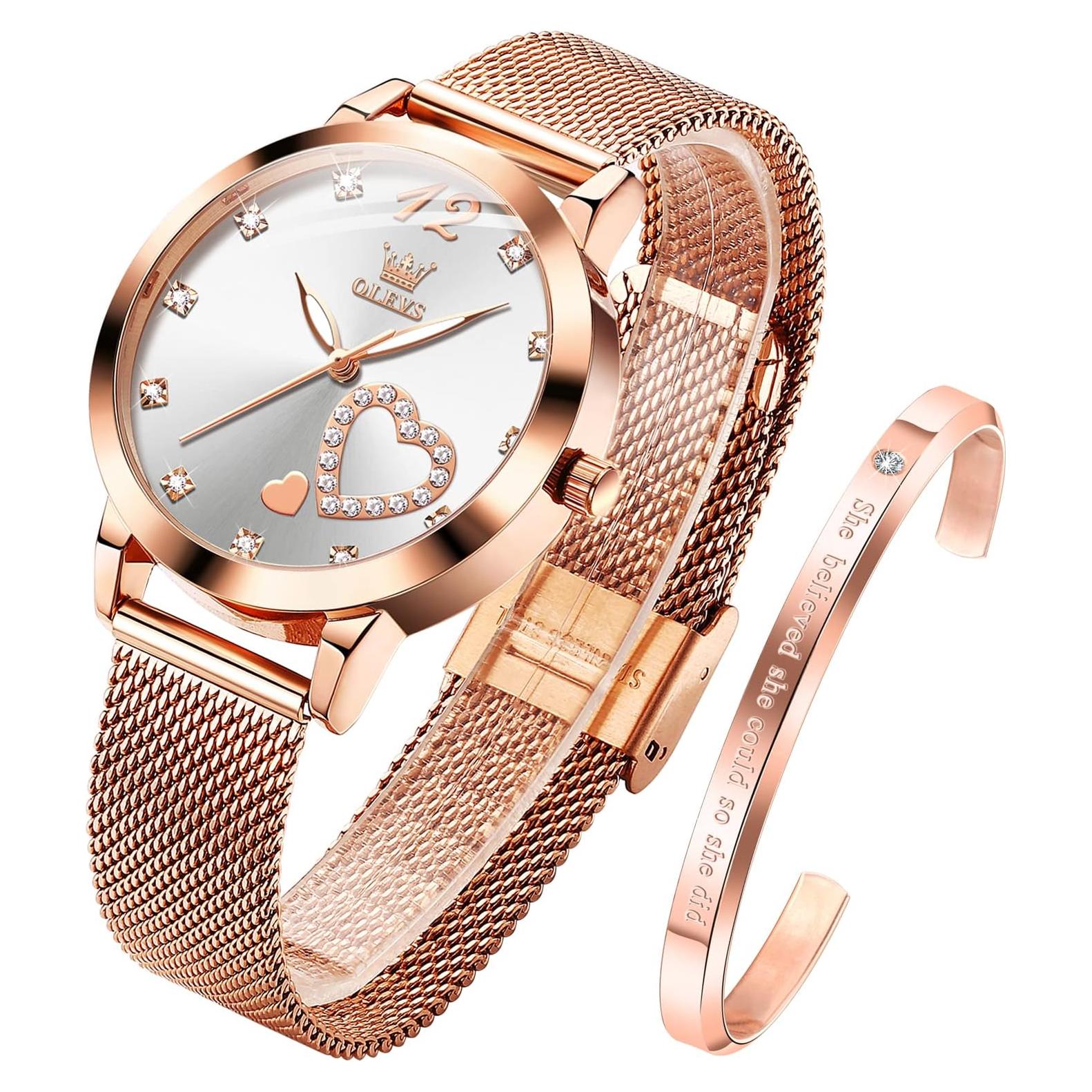 Reloj de Pulsera OLEVS para Mujeres Oro Rosa con Diamante