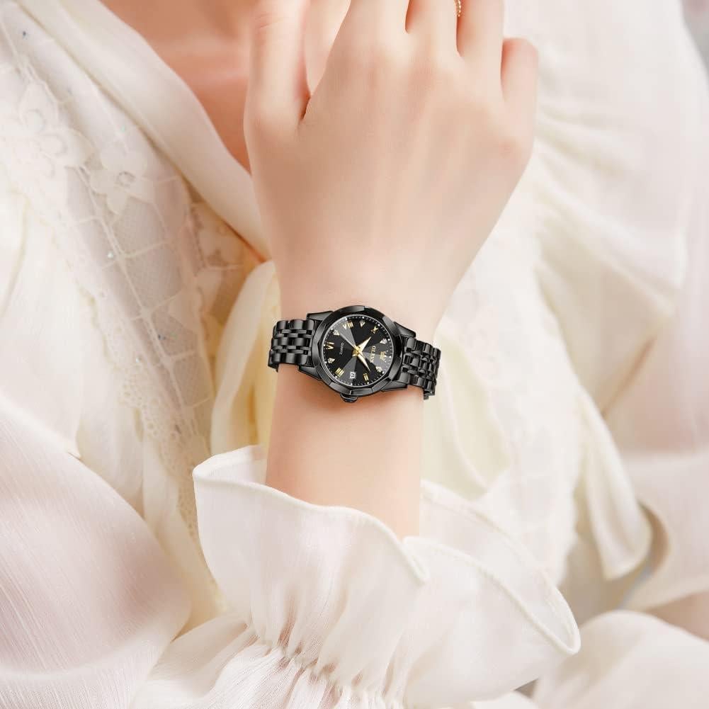 Reloj de Pulsera OLEVS para Mujeres Acero Inoxidable Negro