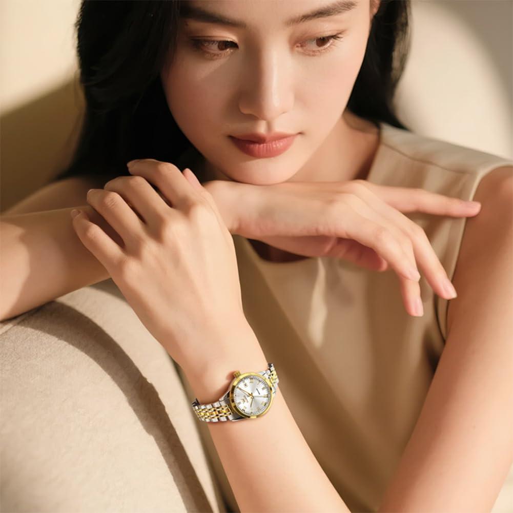 Reloj Automático OLEVS para Mujeres Oro con Diamantes 30m