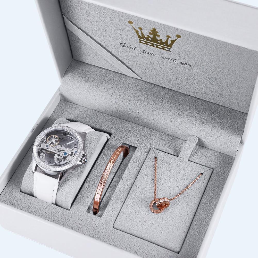 Reloj Automático OLEVS para Mujer Esqueleto Plata Luminiscente