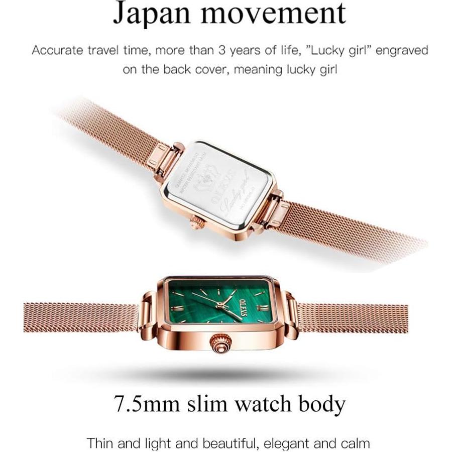 Reloj de Cuarzo Analógico OLEVS para Mujeres Verde Retro