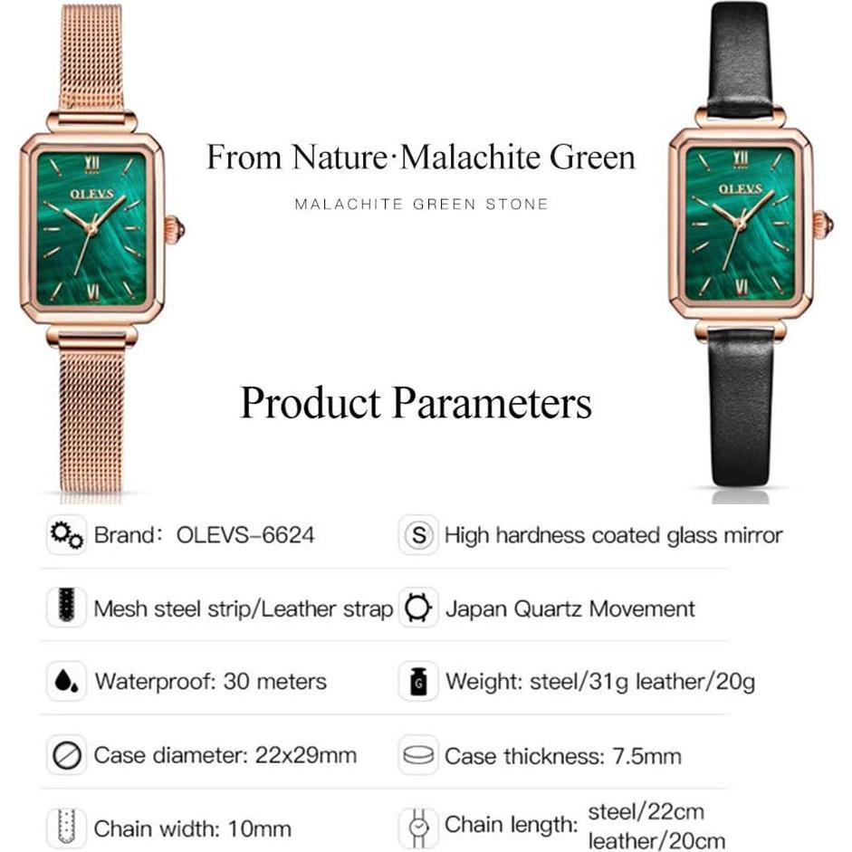 Reloj de Cuarzo Analógico OLEVS para Mujeres Verde Retro