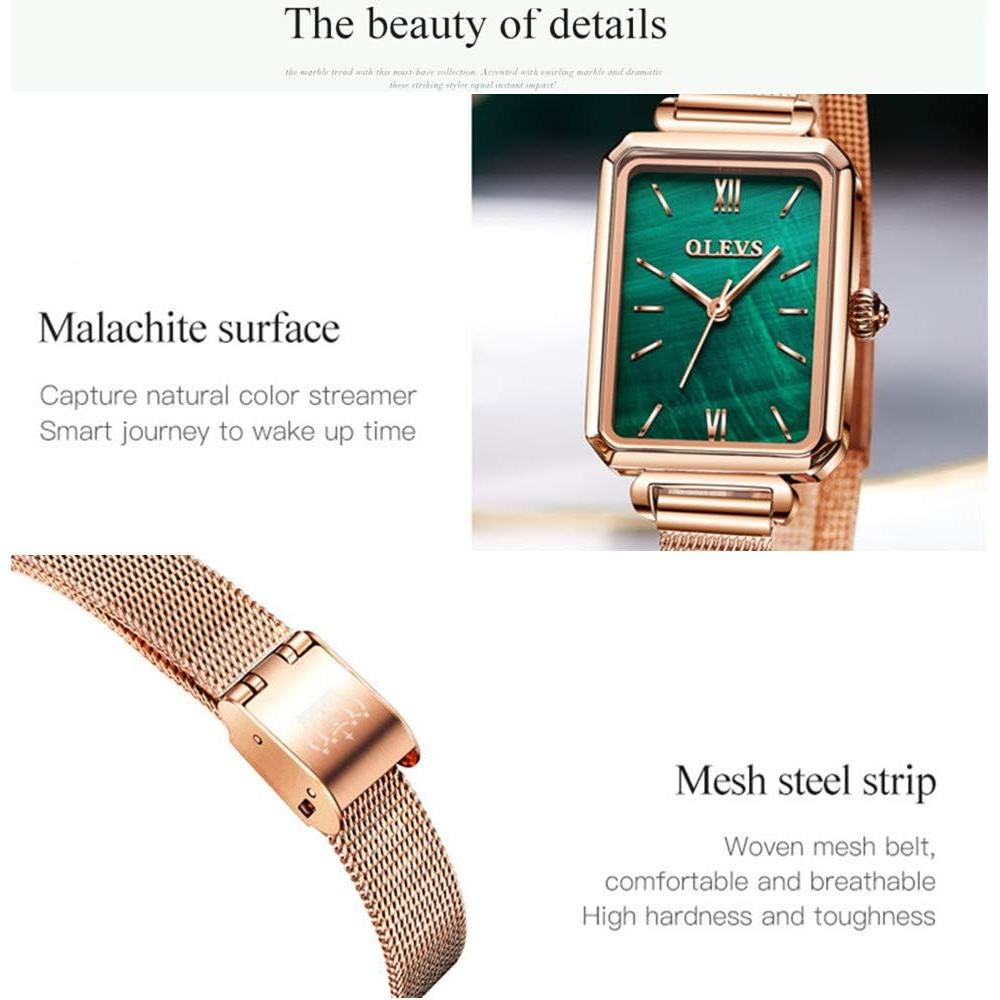 Reloj de Cuarzo Analógico OLEVS para Mujeres Verde Retro