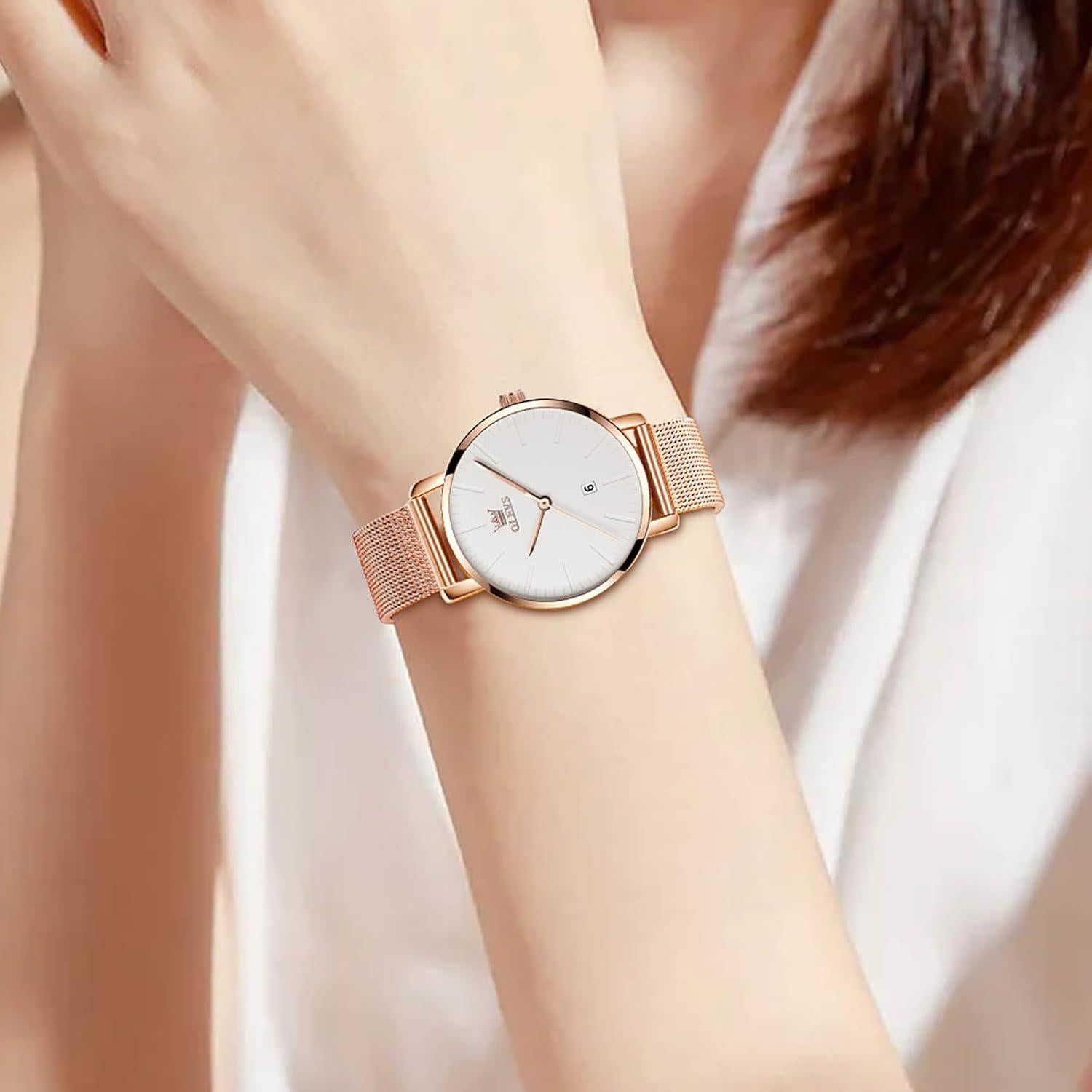 Reloj de Pulsera OLEVS para Mujeres Rosa Oro Cuarzo 30M