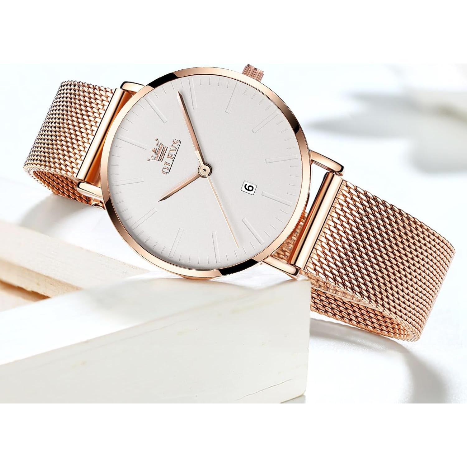 Reloj de Pulsera OLEVS para Mujeres Rosa Oro Cuarzo 30M